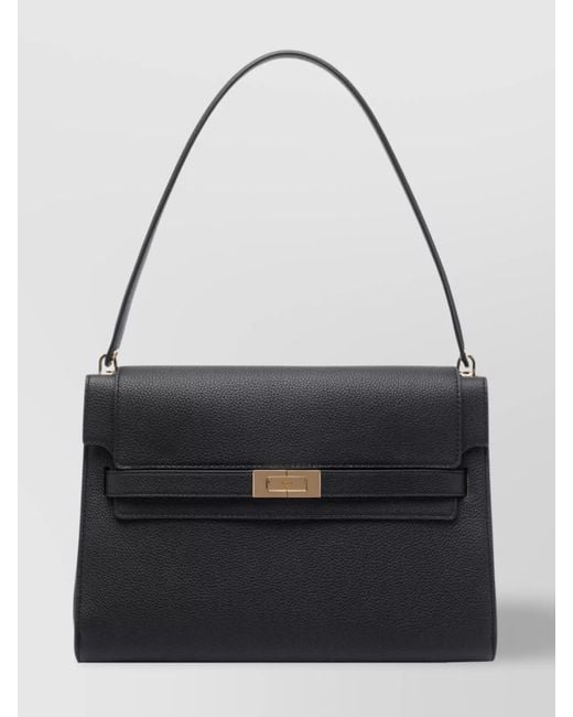 Tory Burch Black Lee Radziwill Large Leather Shoulder Bag