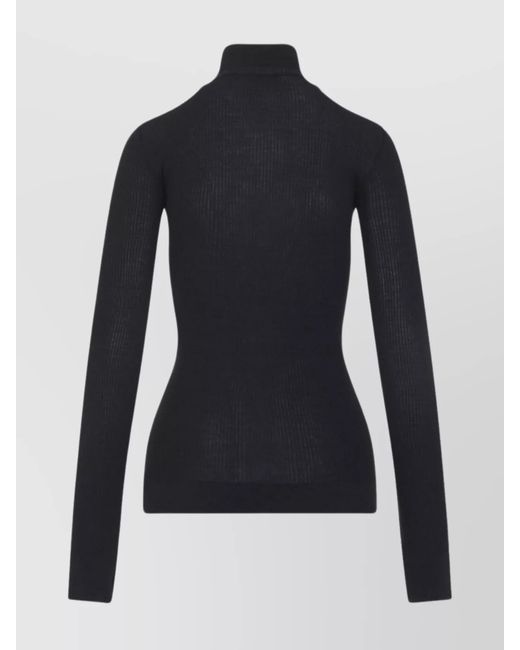 Lemaire Blue Wool Ribbed Slim-Fit Turtleneck Top