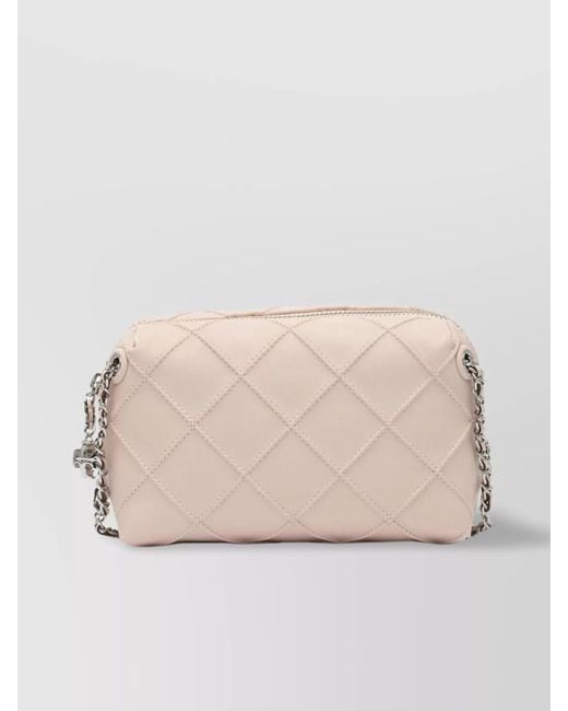 Tory Burch Natural Fleming Mini Leather Crossbody Bag