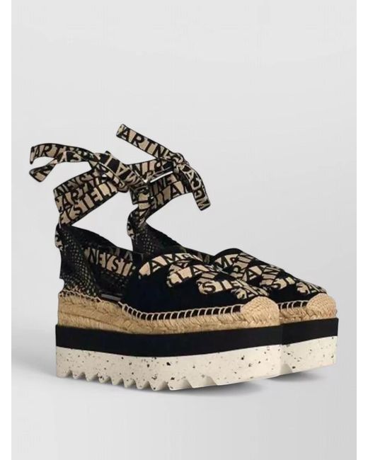 Stella McCartney Metallic Gaia Platform Logo Canvas Espadrilles