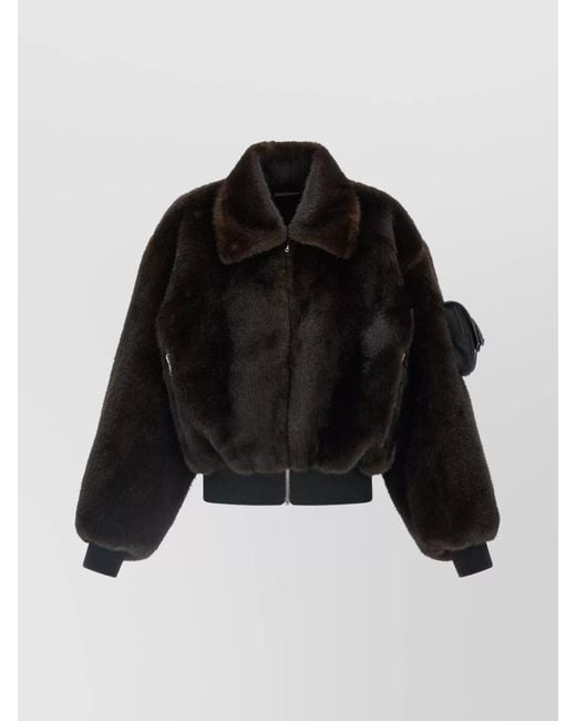 Coperni Black Faux Fur Bomber Jacket