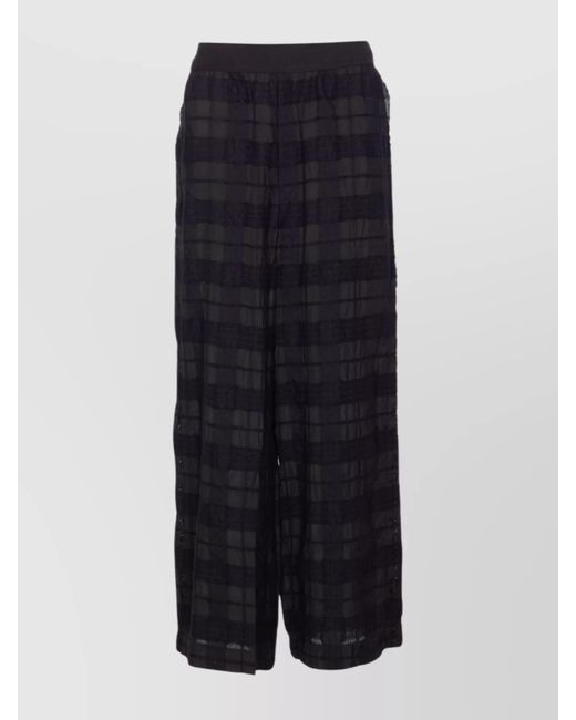 Uma Wang Blue Flared Trousers With Sheer Overlay And Textured Fabric