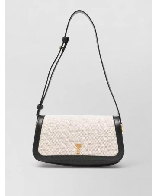 AMI White Canvas Shoulder Bag