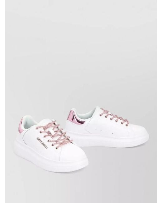 Just Cavalli White Leather Low-Top Sneakers