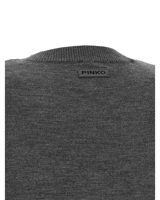 Pinko Gray Sweater Featuring Padded Shoulders Long Sleeves
