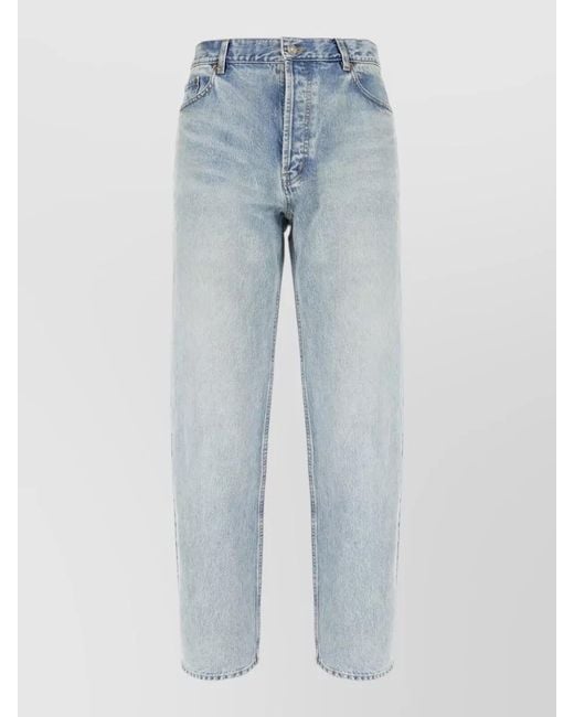 Saint Laurent Blue Denim Trousers Faded Wash Five Pocket Design for men