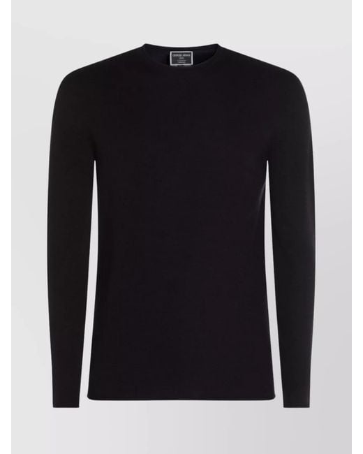 Giorgio Armani Black Timeless Crewneck Sweater With Long Sleeves for men