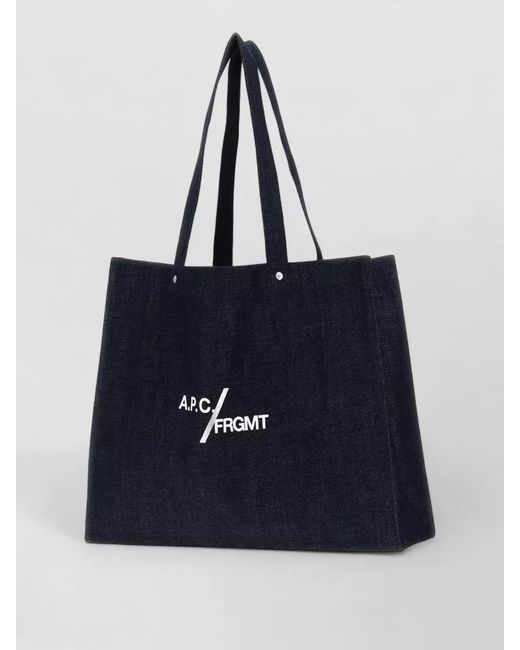 A.P.C. Blue Frgmt Je Sors Ce Soir Tote Bag for men