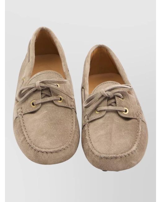 Tod's Natural Suede Gommino Boat Loafer Shoes