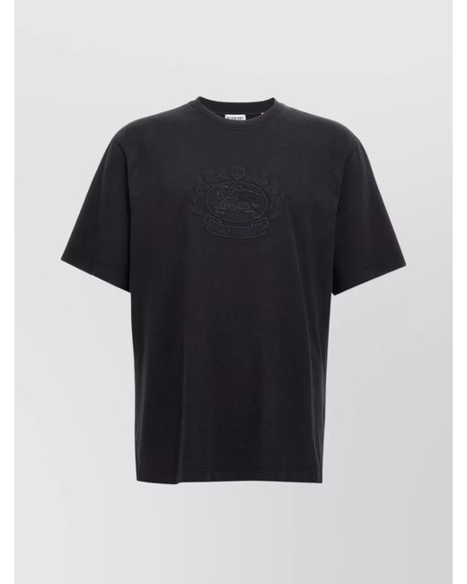 Burberry Black Logo Embroidery T-Shirt for men