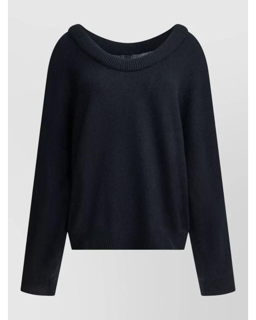 Lisa Yang Blue Cropped Knit Top Long Sleeve Relaxed