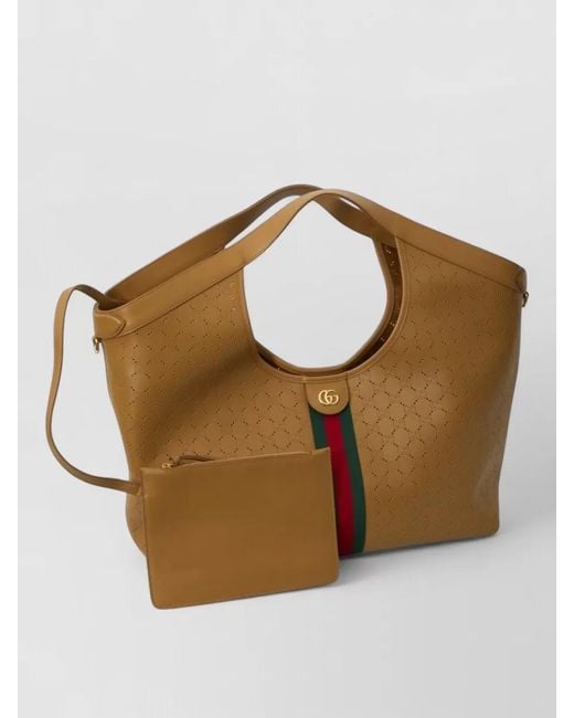 Gucci Brown Giglio Large Leather Tote Bag