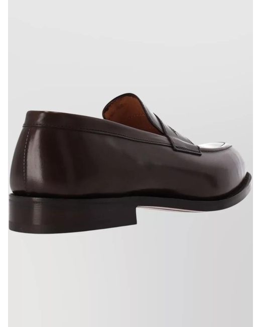 Tricker's Brown Leather Loafers Round Toe Penny Strap for men