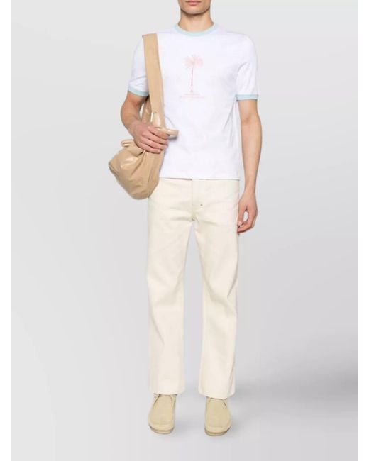 Jacquemus White Crew Neck Palm Tree Print T-Shirt for men
