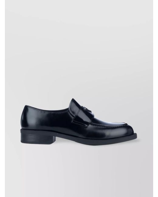 Prada Men's Blue Shiny Loafers Round Toe