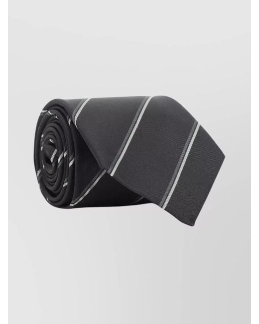 Saint Laurent Gray Silk Tie Striped Chain Loop for men