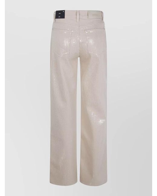 7 For All Mankind White Denim Wide-Leg Jeans