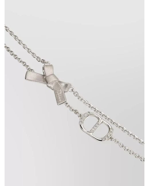 Dior White Double Chain Bow Detail Bracelet Set
