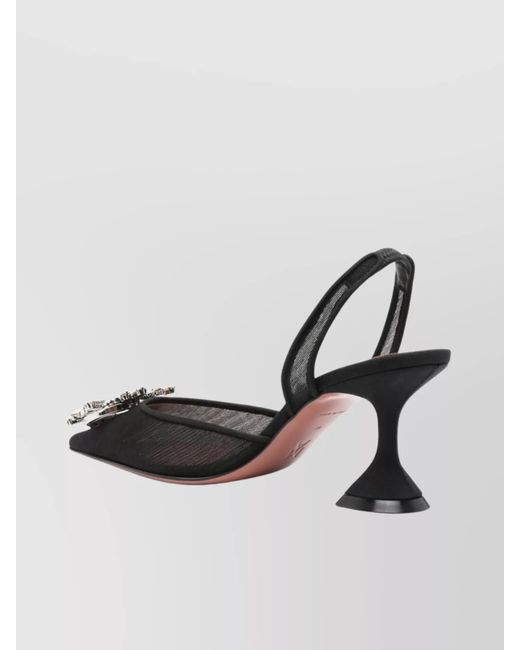 AMINA MUADDI Black Mesh Slingback Pumps