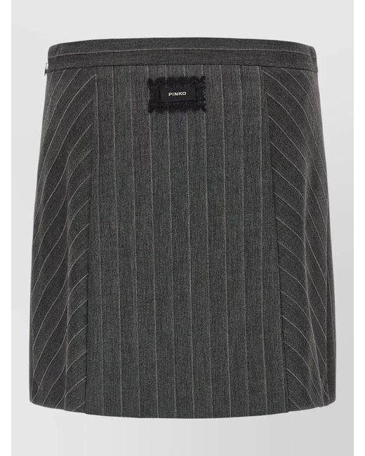 Pinko Gray High Waist Skirt Pinstripe Pattern Slit