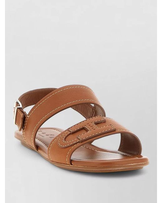 Hogan Brown H685 Flat Sole Open Toe Sandals