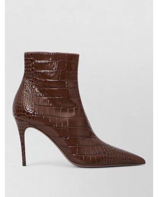Paris Texas Brown Vera 85 Ankle Boots Crocodile Print