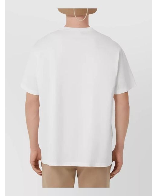 Burberry White Cotton Ribbed Crew-Neck Logo-Print T-Shirt for men