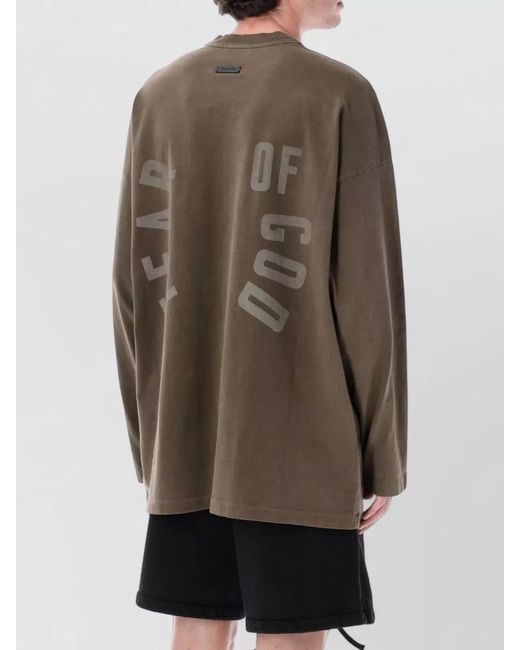 Fear Of God Brown Cotton Oversized Printed Long-Sleeve T-Shirt for men