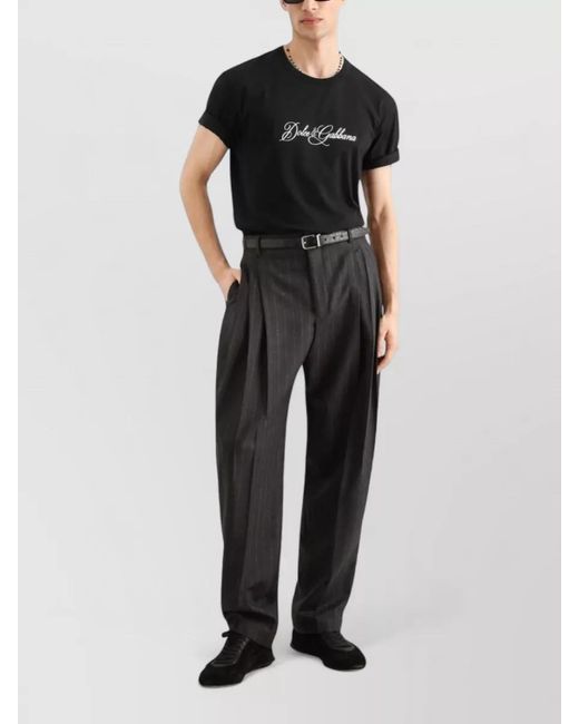 Dolce & Gabbana Black Crew Neck Short Sleeve Silk Blend Shirt for men