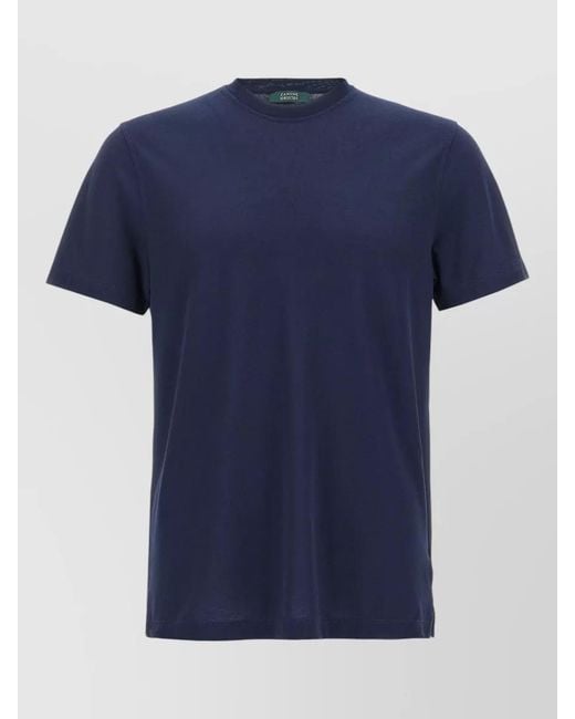 Zanone Blue Ice Cotton Short Sleeve Crew Neck T-Shirt for men