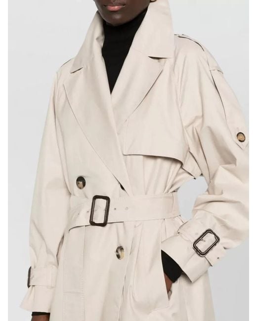 Max Mara Natural Cotton Double-Breasted Trench Coat