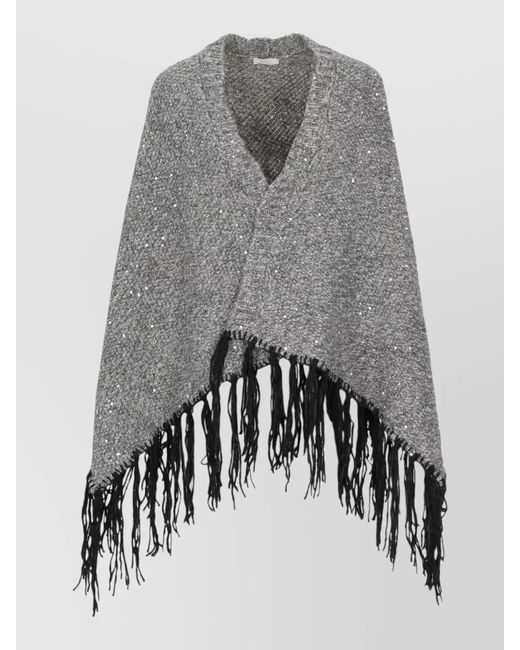 Peserico Gray Knit Cape Layering Piece Open Front for men