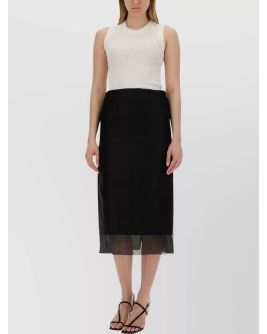 Sportmax Black Silk High-Rise Skirt