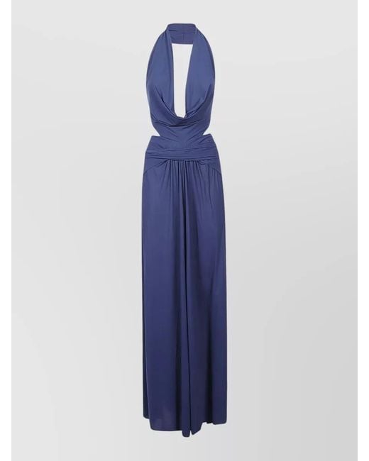 Amazuìn Blue Livia Dress Draped Halter Neckline Maxi