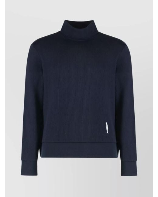Thom Browne Blue Cotton Turtleneck Sweater for men