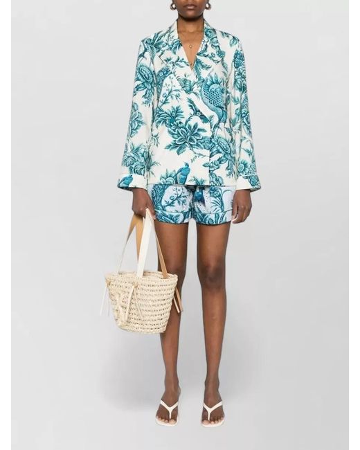 F.R.S For Restless Sleepers Blue Floral-Print Cotton Tailored Shorts