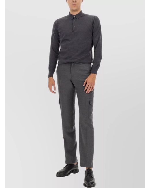 Lardini Gray Wool Straight-Leg Trousers for men