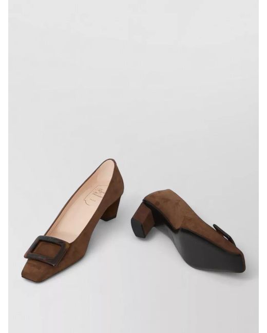 Roger Vivier Brown Belle Vivier Pumps Suede Buckle