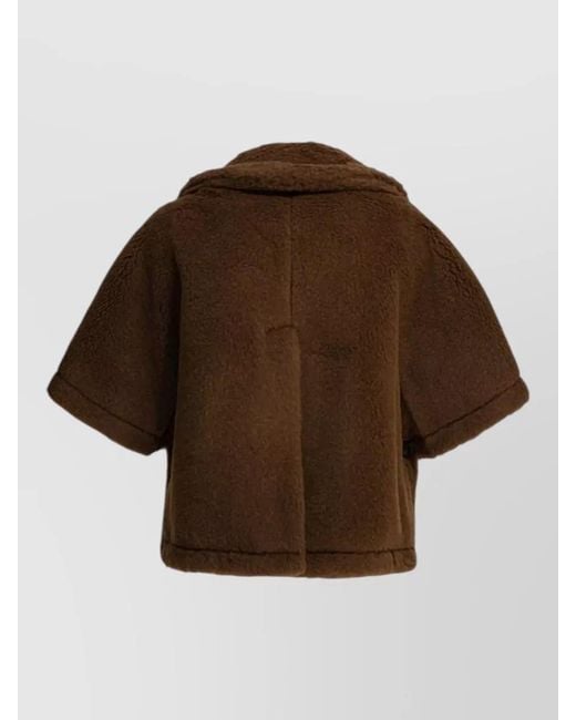 Max Mara Brown Jacket Short Sleeves Notched Lapels Pockets