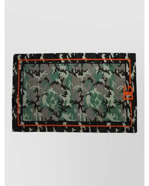 Dolce & Gabbana Green Printed Cotton Wrap Shawl Scarf for men