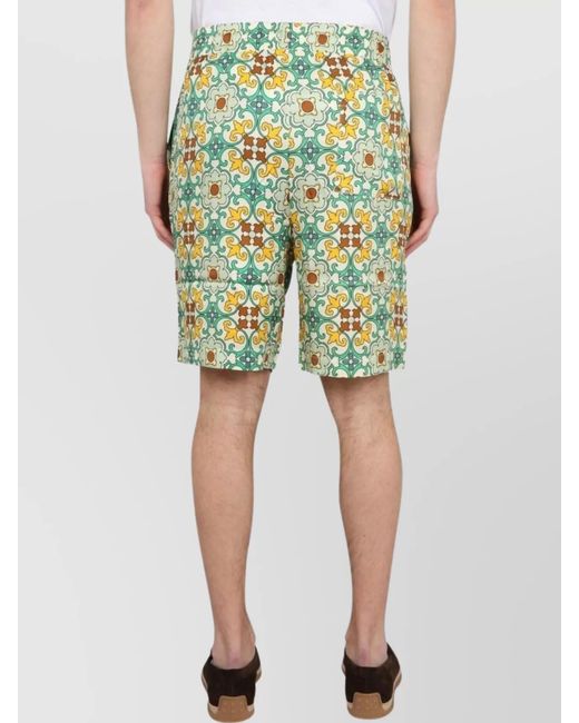 Drole de Monsieur Green Viscose Deck Shorts for men