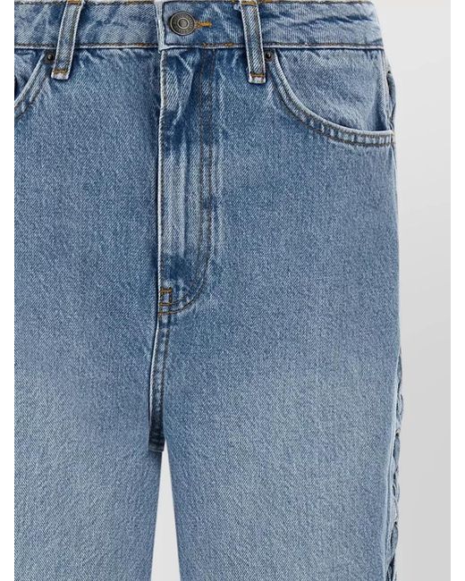 ROTATE BIRGER CHRISTENSEN Blue Denim Twisted Lacing Straight-Leg Jeans