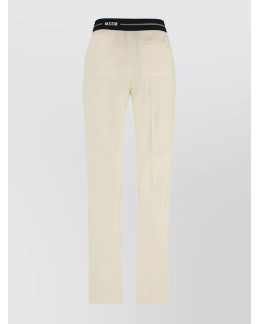 MSGM White Virgin Wool Trousers