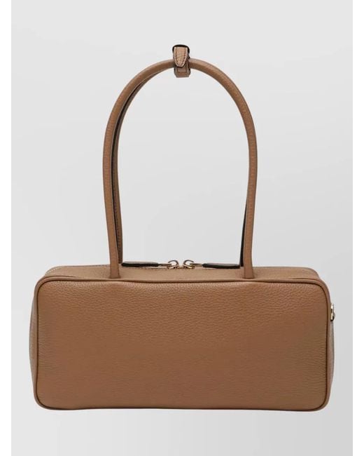 Prada Natural Textured Rectangular Top Handbag Double Handles