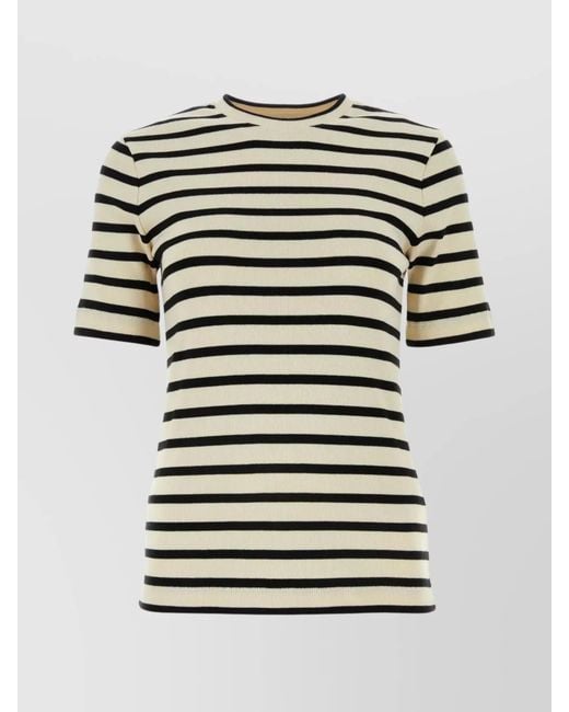 Jil Sander Natural Ribbed Striped Cotton Short-Sleeve T-Shirt