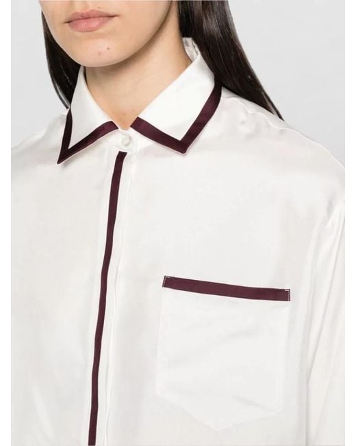 F.R.S For Restless Sleepers White Silk Shirt Spread Collar Chest Pocket