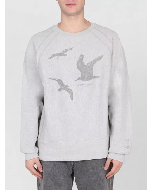 Engineered Garments Gray Crewneck Sweatshirt Bird Print Raglan Sleeves for men