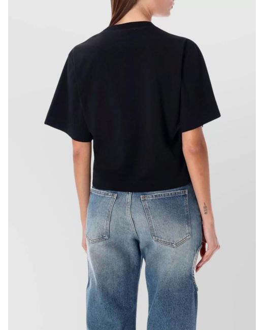 Off-White c/o Virgil Abloh Black Cotton Logo Print Cropped T-Shirt
