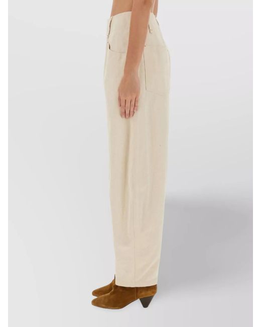 Isabel Marant Natural Cotton Wide-Leg Trousers