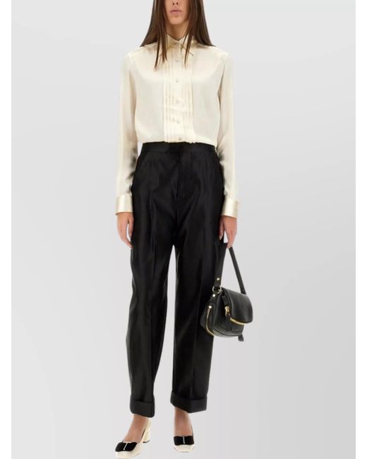 Tom Ford White Silk Trousers Belt Loops